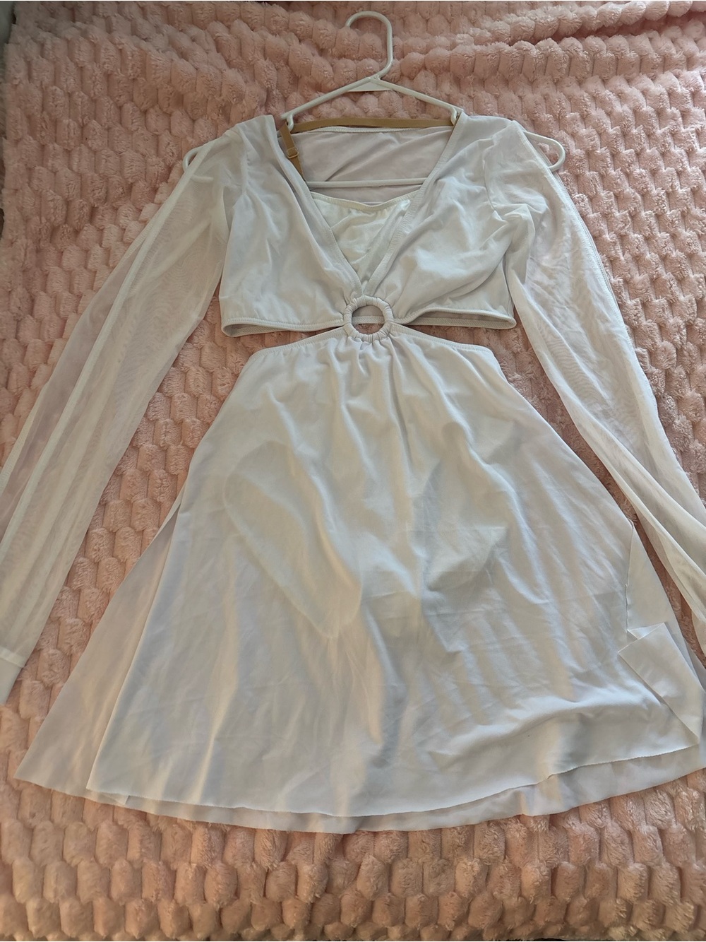 Weissman White Long-Sleeve Cutout one piece dance costume- adult small